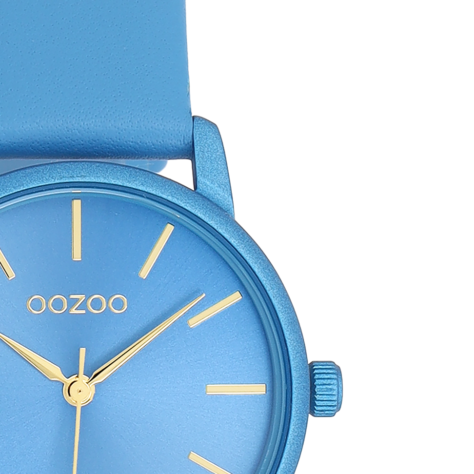OOZOO Timepieces, C11732, Damenuhr, Gehäuse Blau, Zifferblatt Blau, Lederarmband Blau