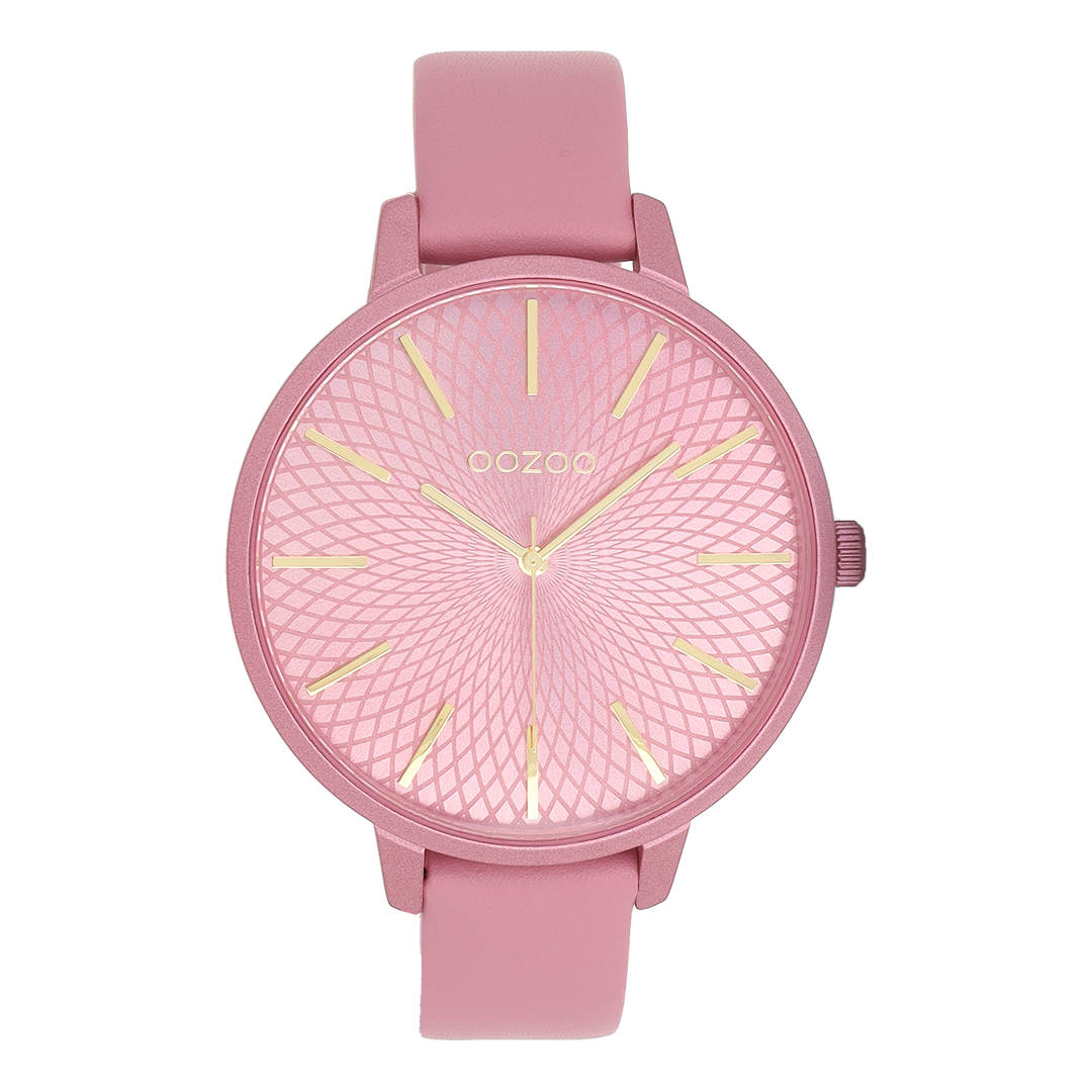 OOZOO Timepieces, C11736, Damenuhr, Gehäuse Rosa, Zifferblatt Rosa, Lederarmband Rosa