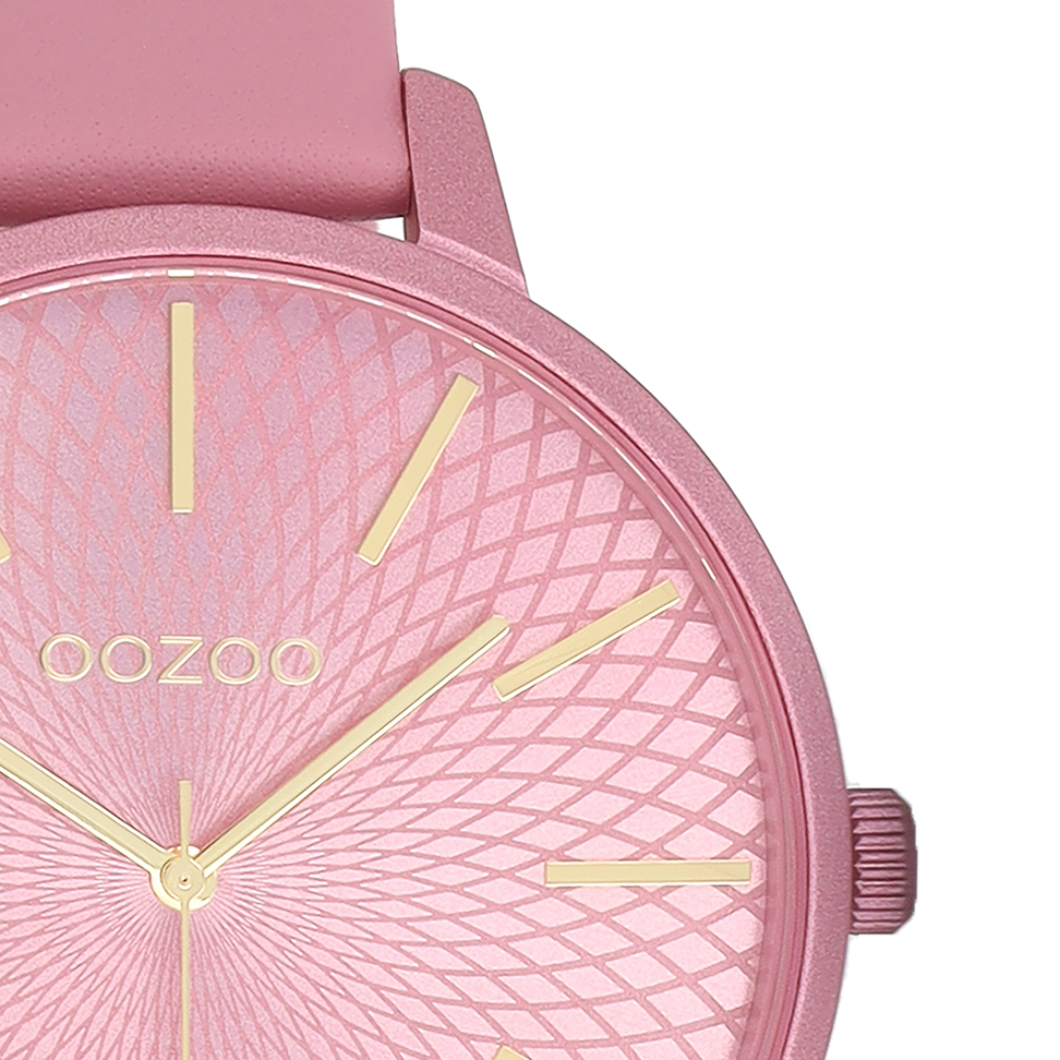 OOZOO Timepieces, C11736, Damenuhr, Gehäuse Rosa, Zifferblatt Rosa, Lederarmband Rosa