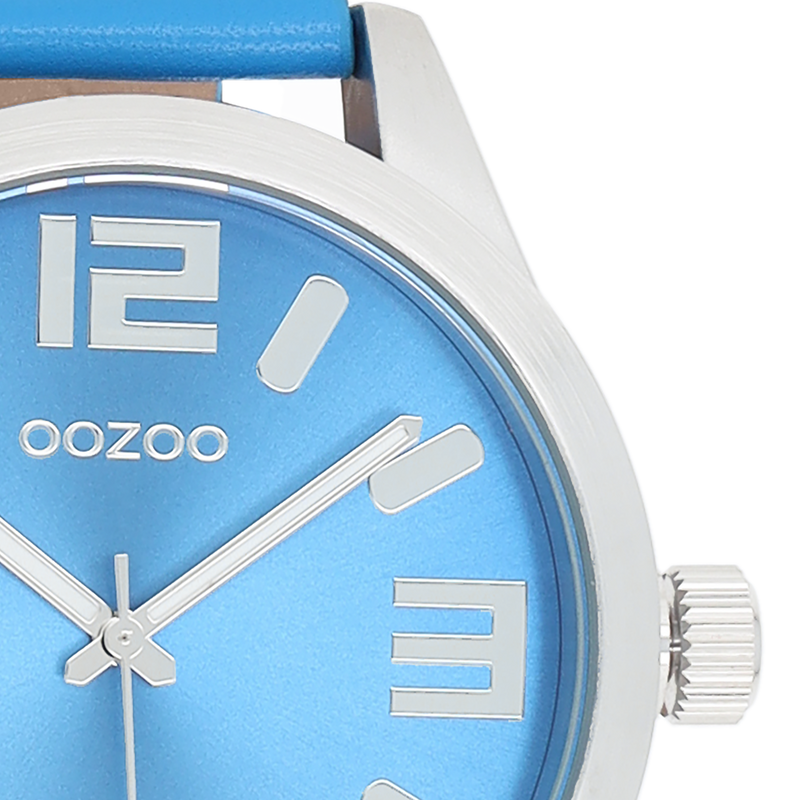 OOZOO Timepieces - C1076 - Unisex - Leder-Armband - Blau/Silber