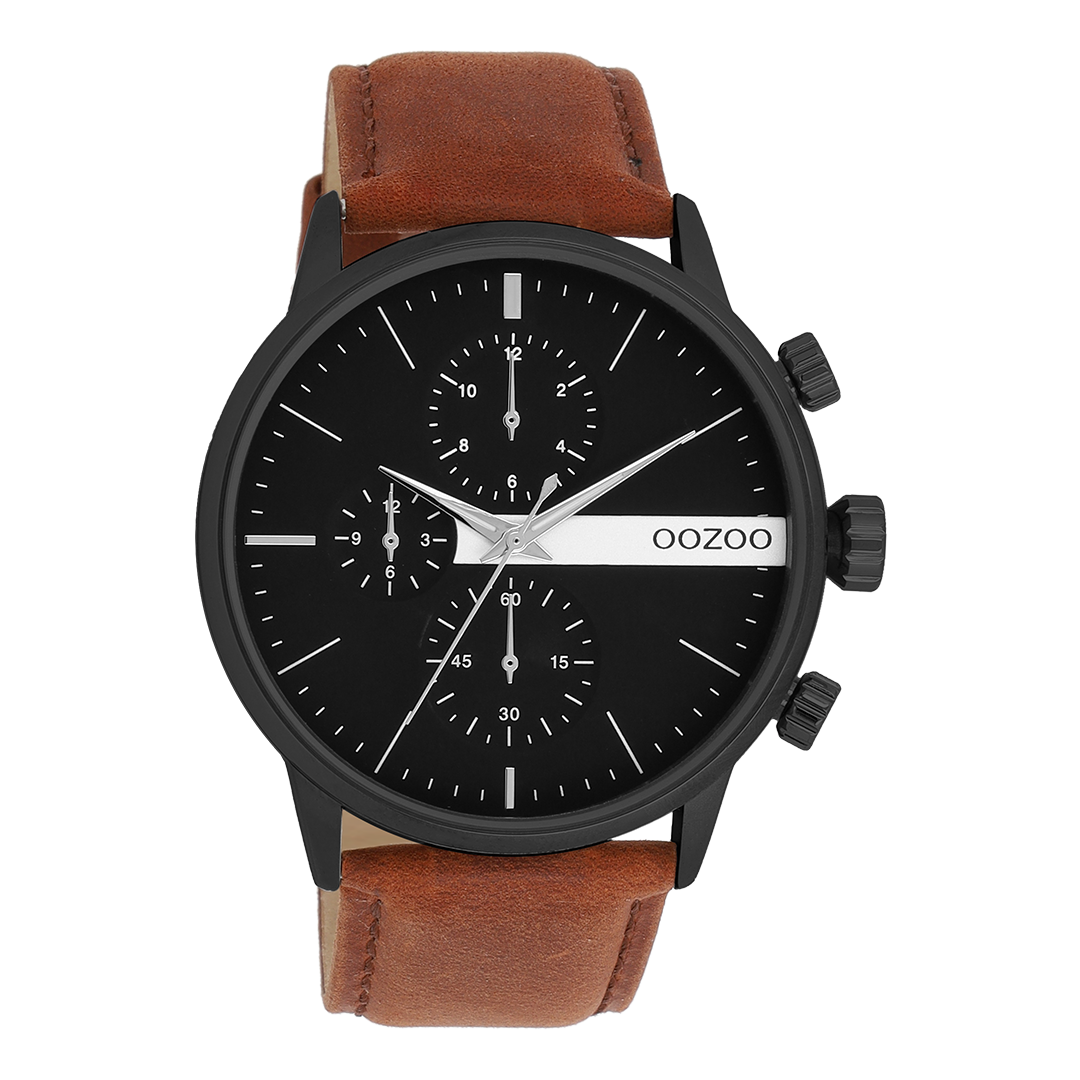 Oozoo Herrenuhr Lederarmband Cognac Oozoo Design Herrenuhr Ø50mm