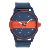 OOZOO Timepieces - C11232 - Herren - Leder-Armband - Blau/Orange
