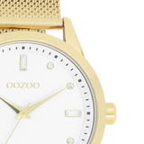 OOZOO Timepieces - C11282 - Damen - Edelstahl-Mesh-Armband - Gold/Weiß