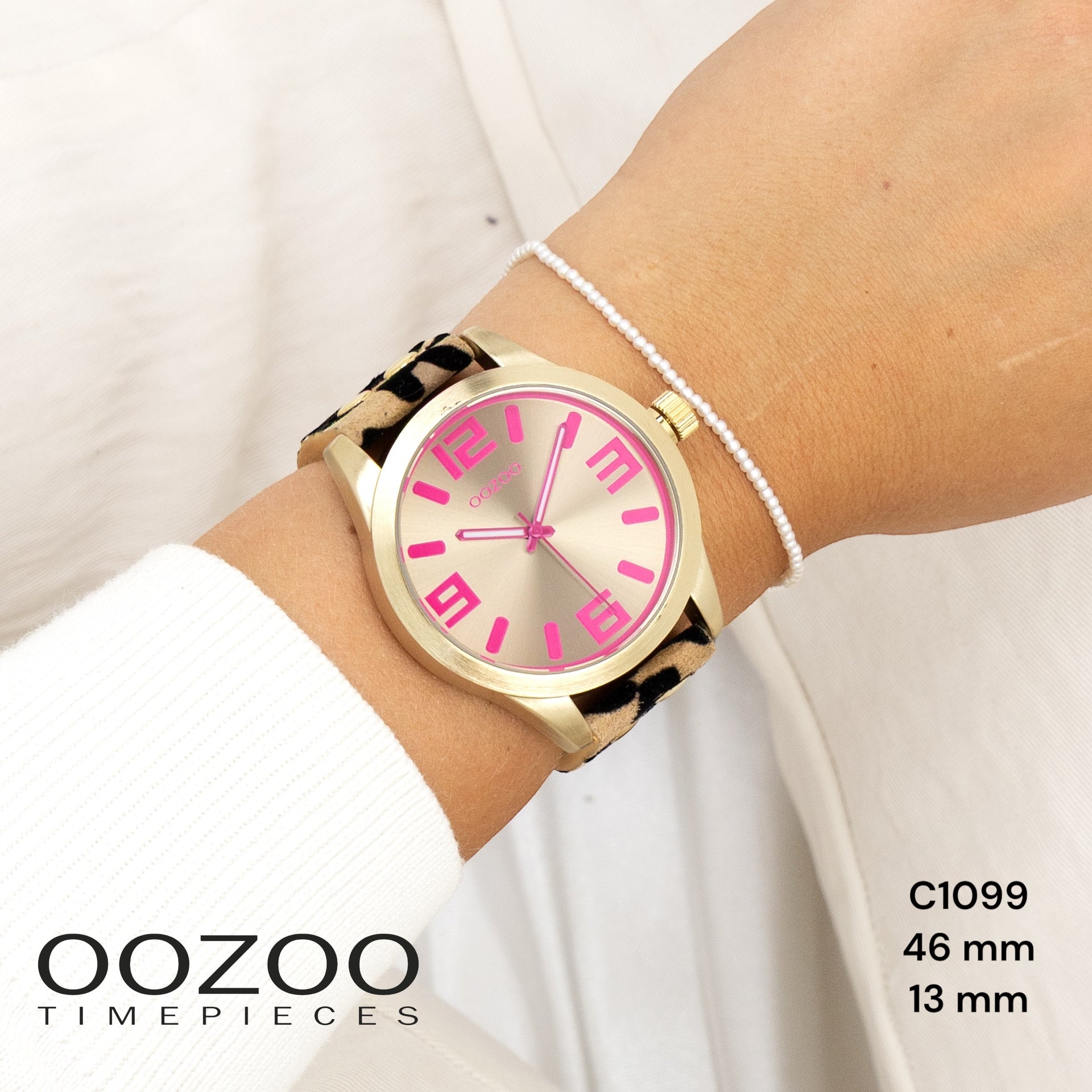 OOZOO Timepieces LEO Damenuhr Gold Pink 46 mm XL C1099 – OOZOO-Shop