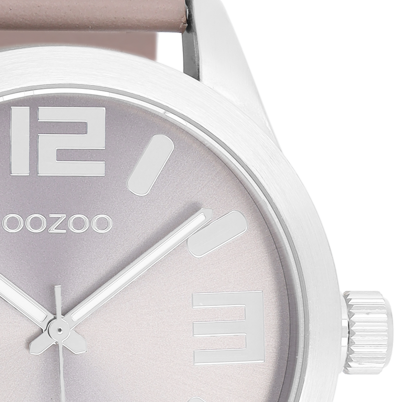 OOZOO Timepieces - C1086 - Unisex - Leder-Armband - Taupe/Silber