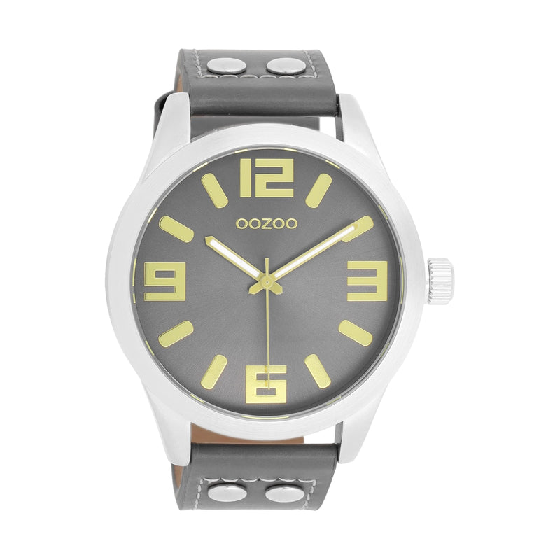 OOZOO Timepieces - C1087 - Unisex - Leder-Armband - Dunkelgrau/Silber