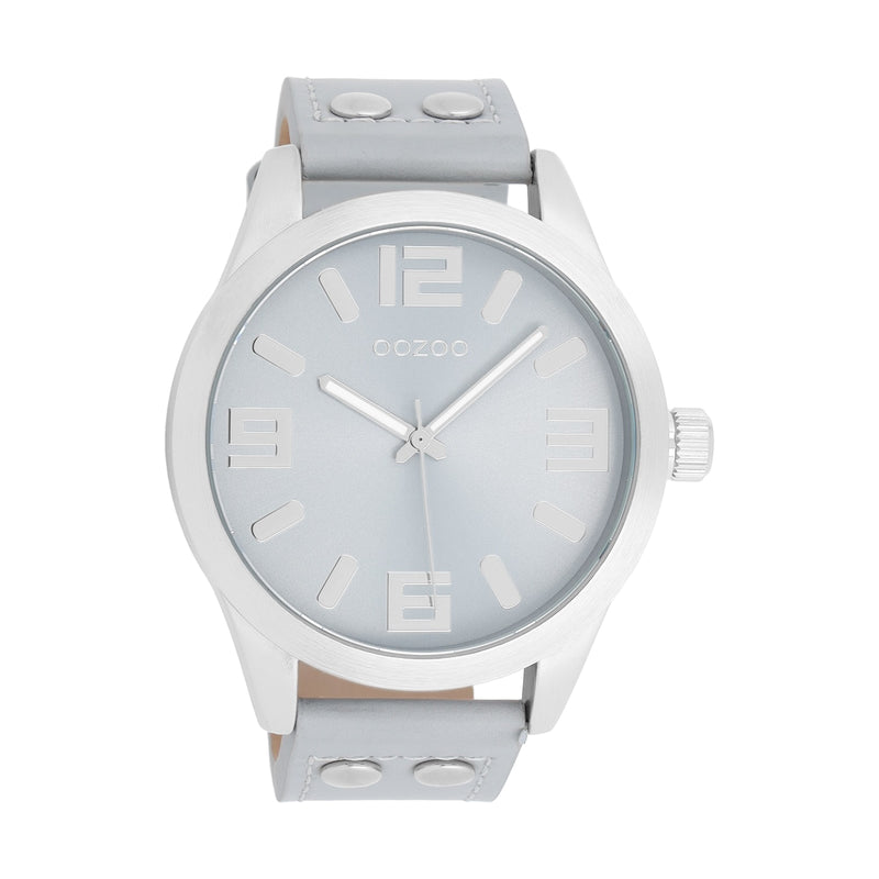 OOZOO Timepieces - C1089 - Unisex - Leder-Armband - Graublau/Silber