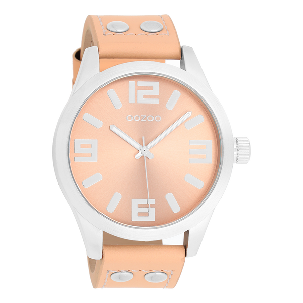 OOZOO Timepieces - C1090 - Damen - Leder-Armband - Pfirsichrosa/Silber