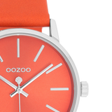 OOZOO Timepieces - C11062 - Damen - Leder-Armband - Rot/Silber