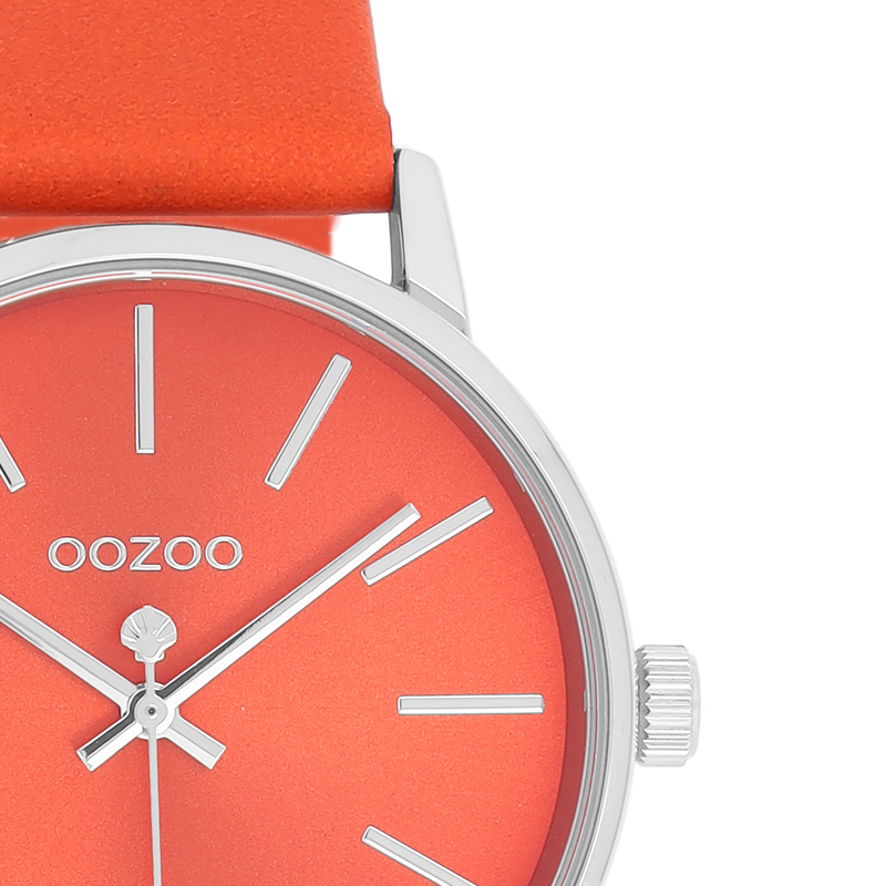 OOZOO Timepieces - C11062 - Damen - Leder-Armband - Rot/Silber