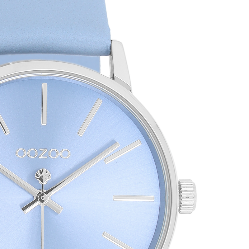 OOZOO Timepieces - C11063 - Damen - Leder-Armband - Hellblau/Silber