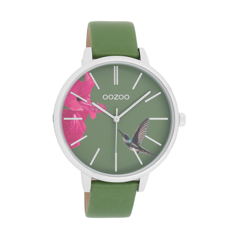 OOZOO Timepieces - C11065 - Damen - Leder-Armband - Grün/Silber