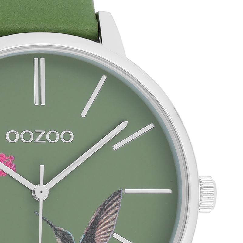 OOZOO Timepieces - C11065 - Damen - Leder-Armband - Grün/Silber