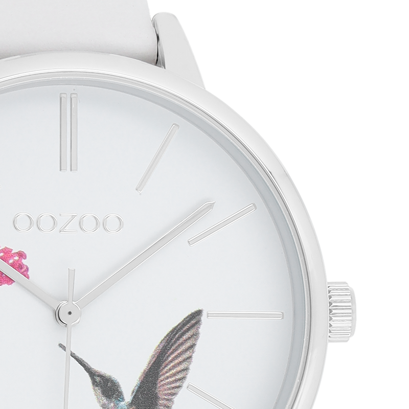 OOZOO Timepieces - C11066 - Damen - Leder-Armband - Weiß/Silber