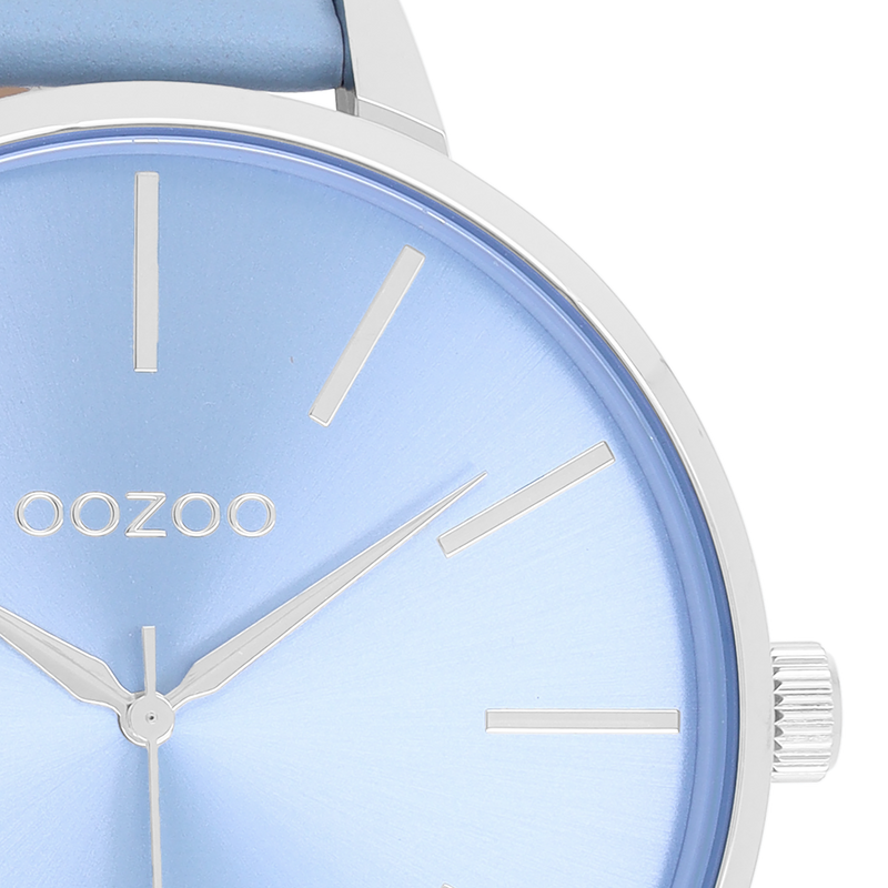 OOZOO Timepieces - C11073 - Damen - Leder-Armband - Hellblau/Silber