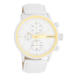 OOZOO Timepieces - C11313 - Herren - Leder-Armband - Weiß/Gold