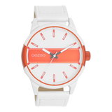 OOZOO Timepieces - C11316 - Herren - Leder-Armband - Weiß/Orange