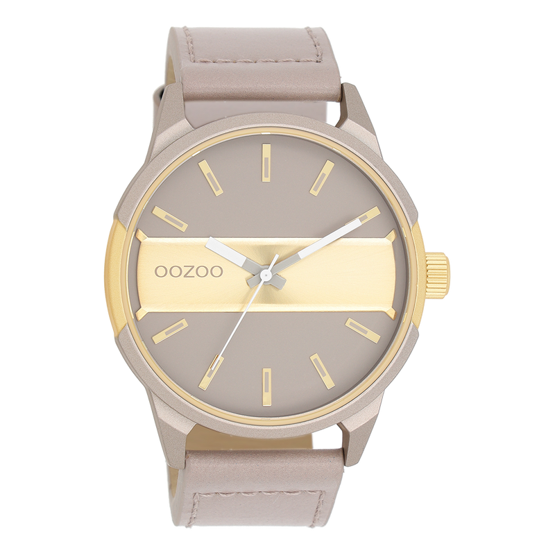 OOZOO Timepieces - C11317 - Herren - Leder-Armband - Taupe/Gold