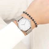 OOZOO Timepieces - C11320 - Damen - Edelstahl-Mesh-Armband - Silber/Weiß