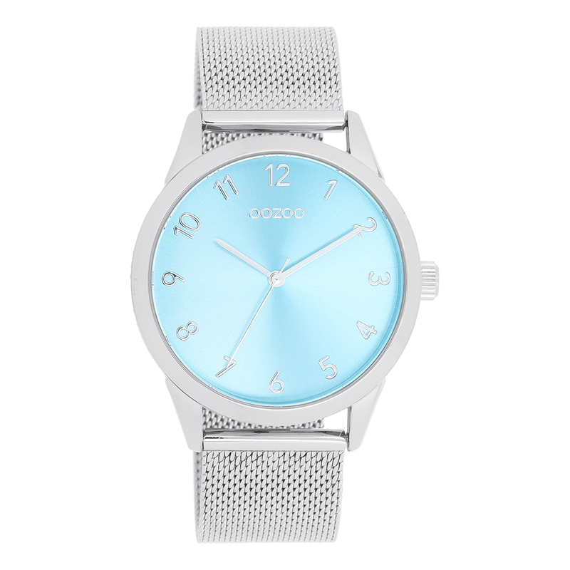 OOZOO Timepieces - C11321 - Damen - Edelstahl-Mesh-Armband - Silber/Hellblau