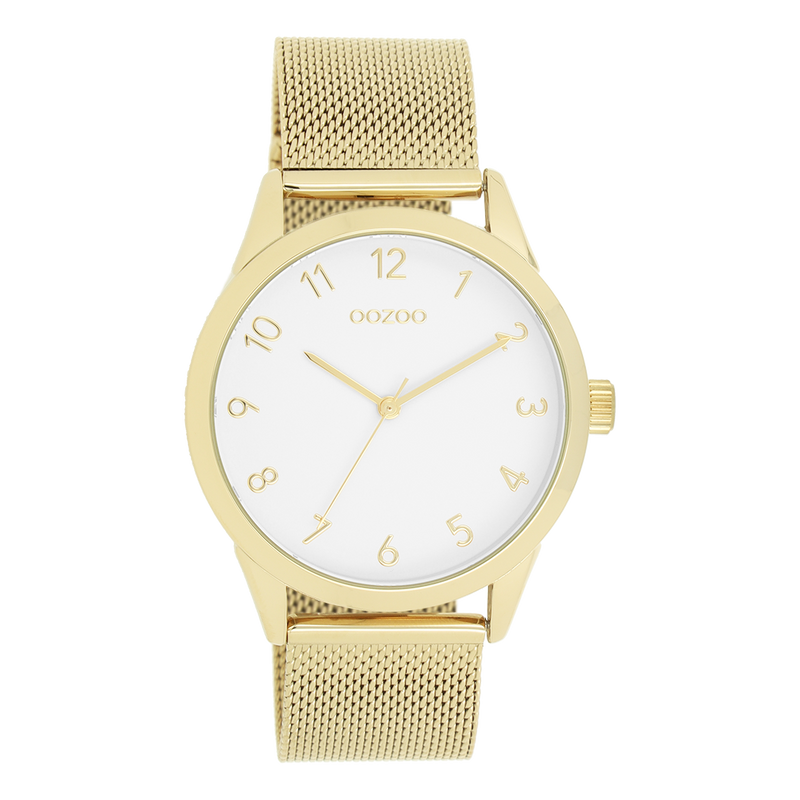 OOZOO Timepieces - C11322 - Damen - Edelstahl-Mesh-Armband - Gold/Weiß
