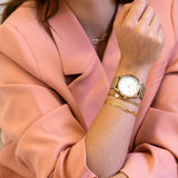 OOZOO Timepieces - C11322 - Damen - Edelstahl-Mesh-Armband - Gold/Weiß