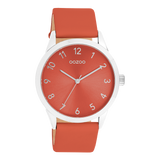 OOZOO Timepieces - C11326 - Damen - Leder-Armband - Rot/Silber