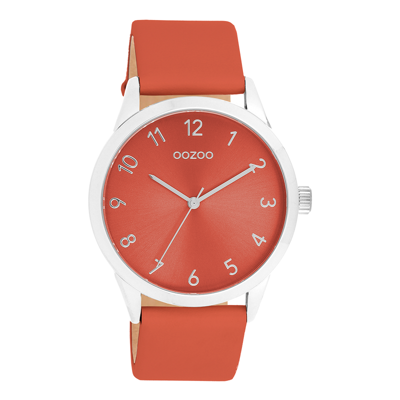 OOZOO Timepieces - C11326 - Damen - Leder-Armband - Rot/Silber