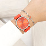 OOZOO Timepieces - C11326 - Damen - Leder-Armband - Rot/Silber