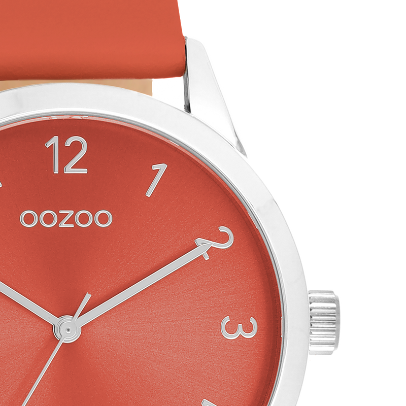 OOZOO Timepieces - C11326 - Damen - Leder-Armband - Rot/Silber