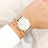 OOZOO Timepieces - C11327 - Damen - Leder-Armband - Taupe/Weiß/Gold