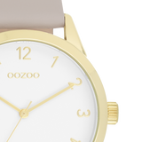 OOZOO Timepieces - C11327 - Damen - Leder-Armband - Taupe/Weiß/Gold