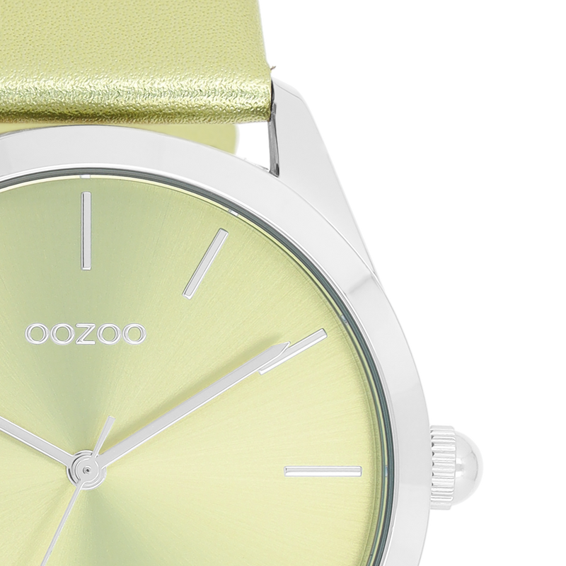 OOZOO Timepieces - C11331 - Damen - Leder-Armband - Hellgrün/Metallic