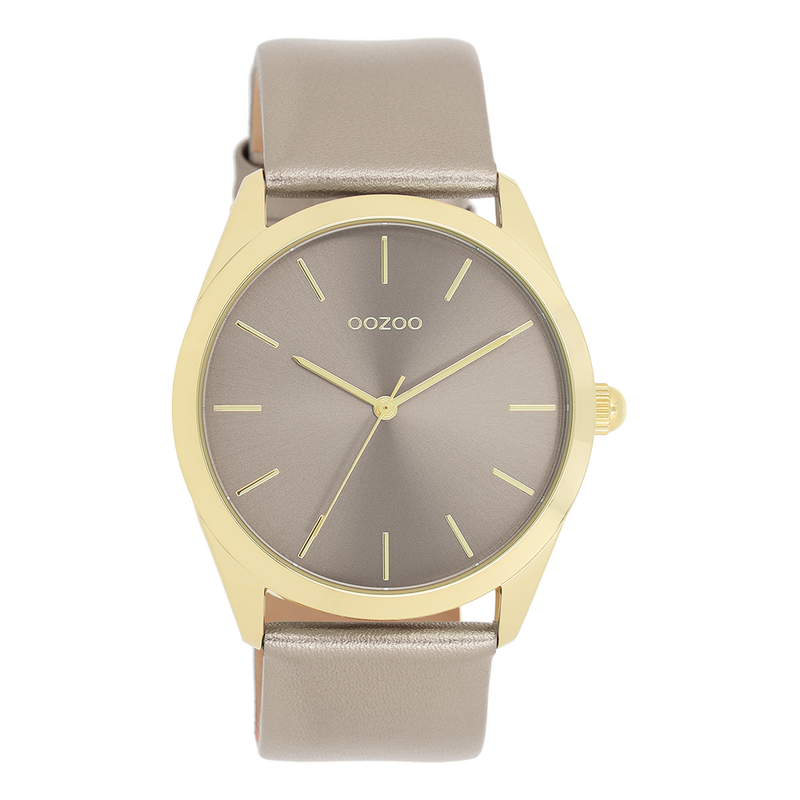 OOZOO Timepieces - C11333 - Damen - Leder-Armband - Taupe/Metallic