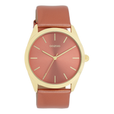 OOZOO Timepieces - C11334 - Damen - Leder-Armband - Ziegelsteinrot/Metallic