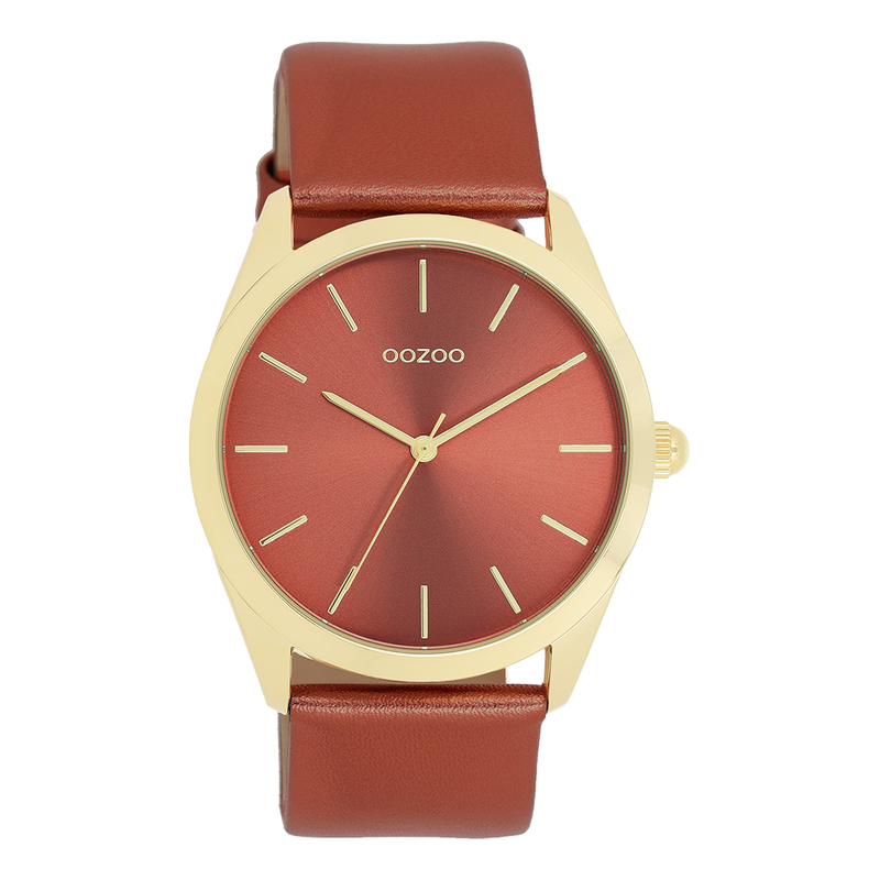 OOZOO Timepieces - C11335 - Damen - Leder-Armband - Rot/Metallic