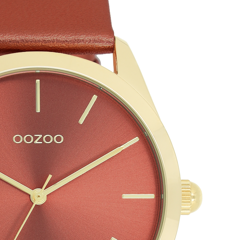 OOZOO Timepieces - C11335 - Damen - Leder-Armband - Rot/Metallic