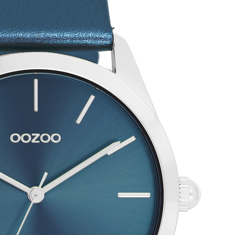OOZOO Timepieces - C11337 - Damen - Leder-Armband - Blau/Metallic
