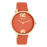OOZOO Timepieces - C11341 - Damen - Leder-Armband - Orange/Gold