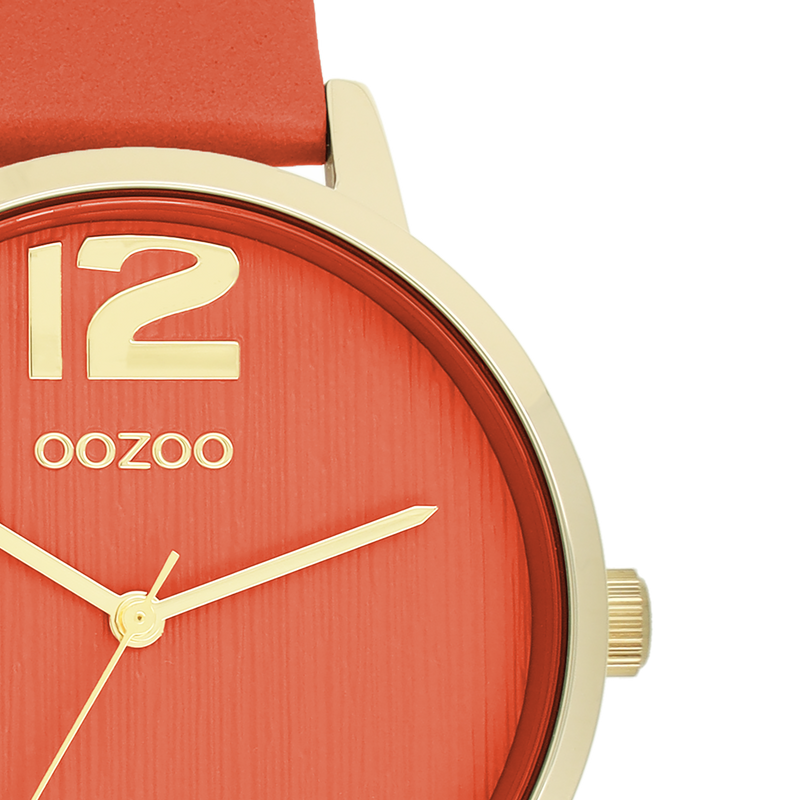 OOZOO Timepieces - C11341 - Damen - Leder-Armband - Orange/Gold