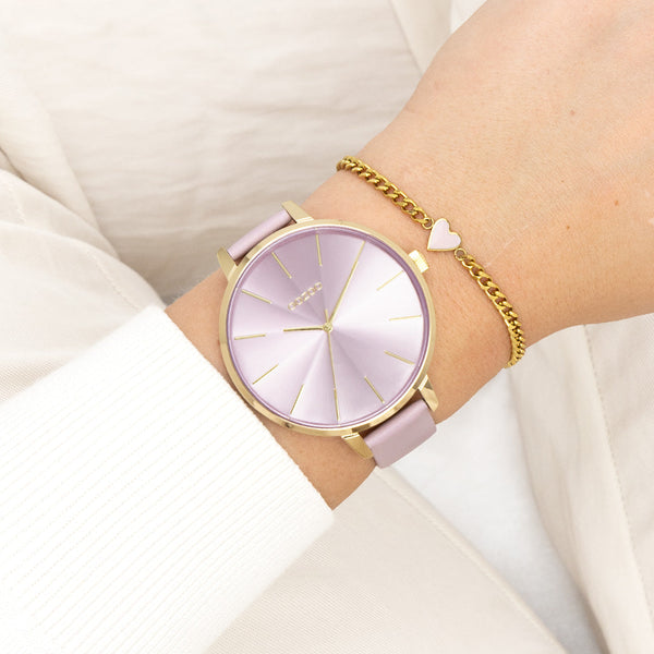 OOZOO Timepieces - C11348 - Damen - Leder-Armband - Lila/Gold