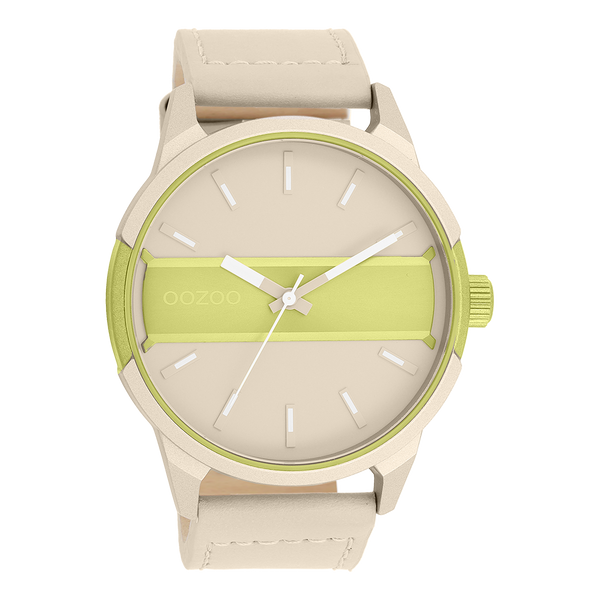OOZOO Timepieces - C11364 - Herren - Leder-Armband - Grüngrau/Mint