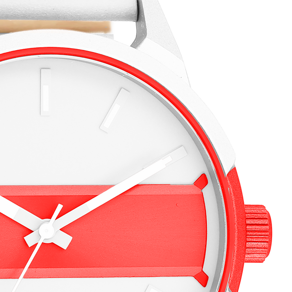OOZOO Timepieces - C11365 - Herren - Leder-Armband - Weiß/Rot