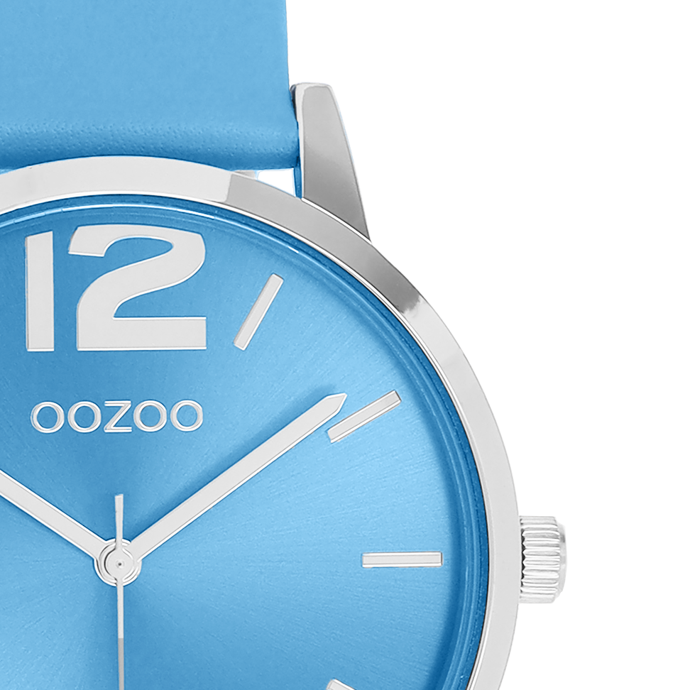 OOZOO Timepieces, C11727, Damenuhr, Gehäuse Silber, Zifferblatt Blau, Lederarmband Blau