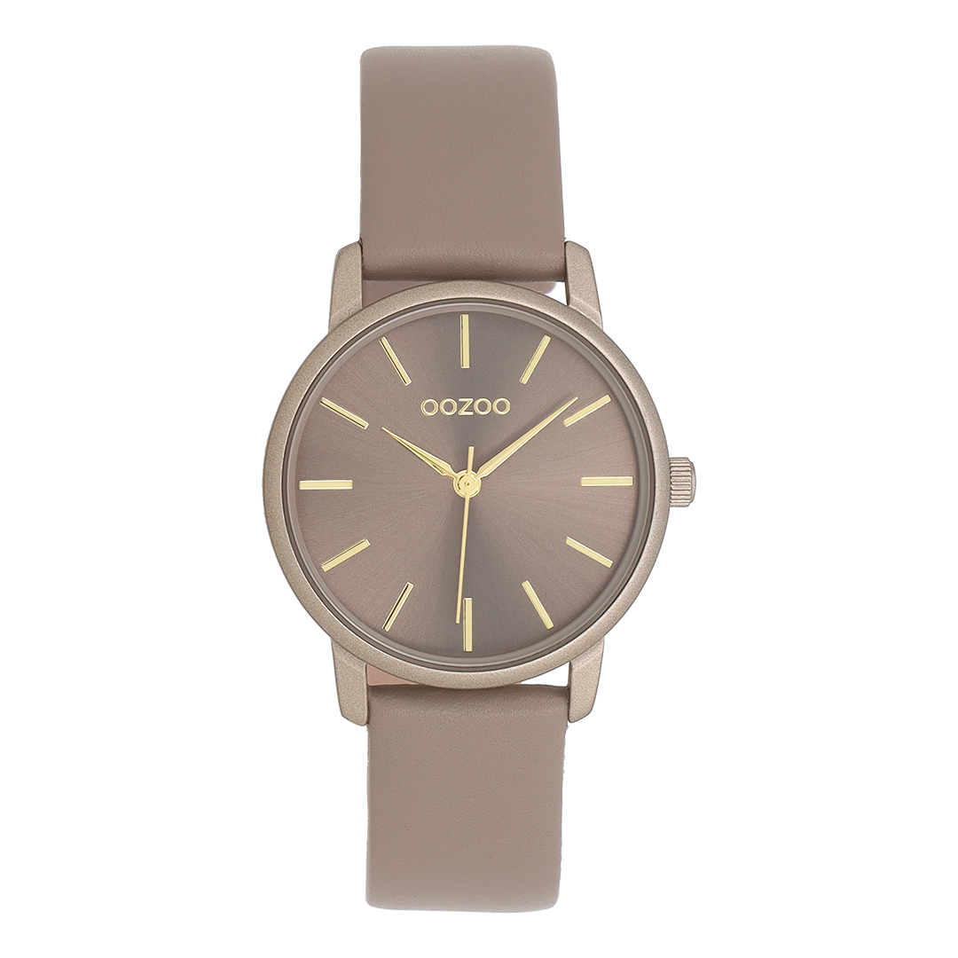 OOZOO Timepieces, C11730, Damenuhr, Gehäuse Taupe, Zifferblatt Taupe, Lederarmband Taupe