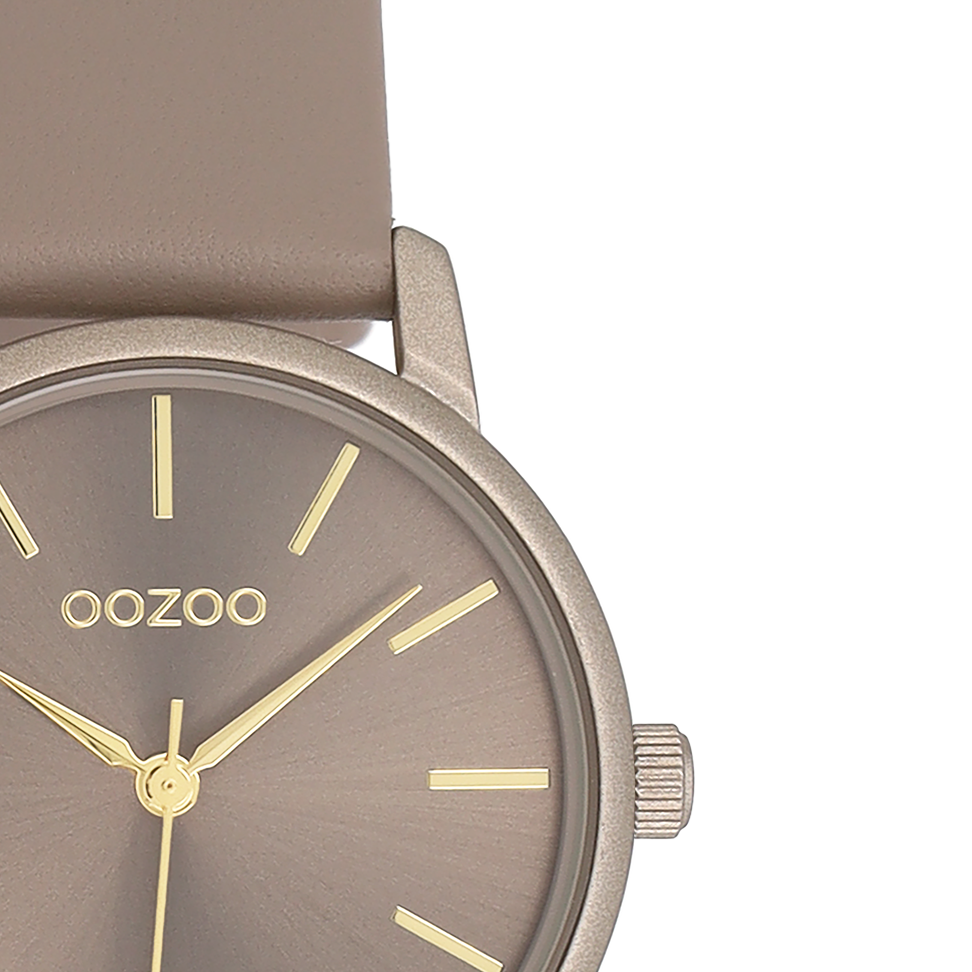 OOZOO Timepieces, C11730, Damenuhr, Gehäuse Taupe, Zifferblatt Taupe, Lederarmband Taupe