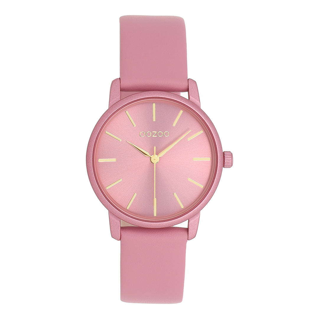 OOZOO Timepieces, C11731, Damenuhr, Gehäuse Rosa, Zifferblatt Rosa, Lederarmband Rosa