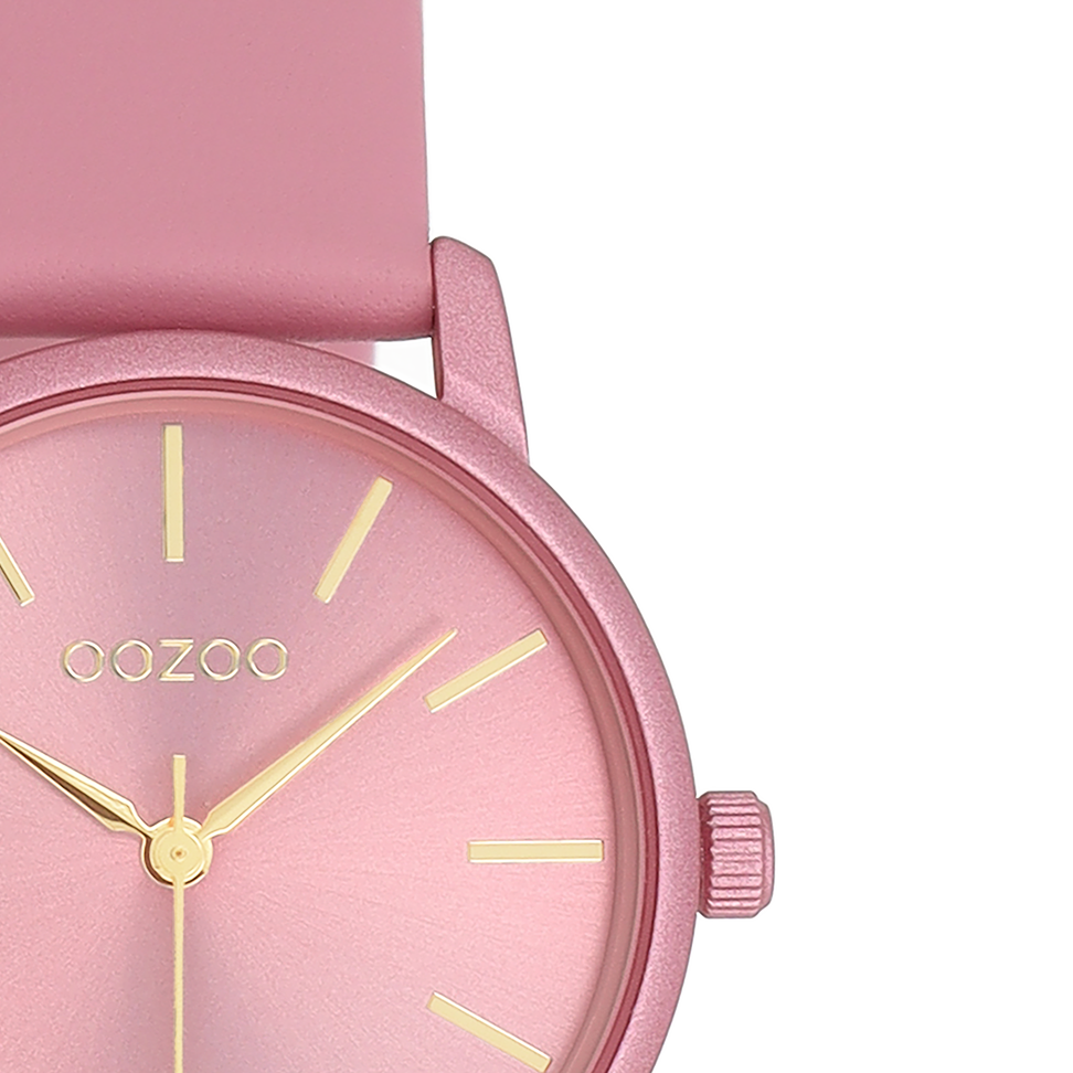 OOZOO Timepieces, C11731, Damenuhr, Gehäuse Rosa, Zifferblatt Rosa, Lederarmband Rosa