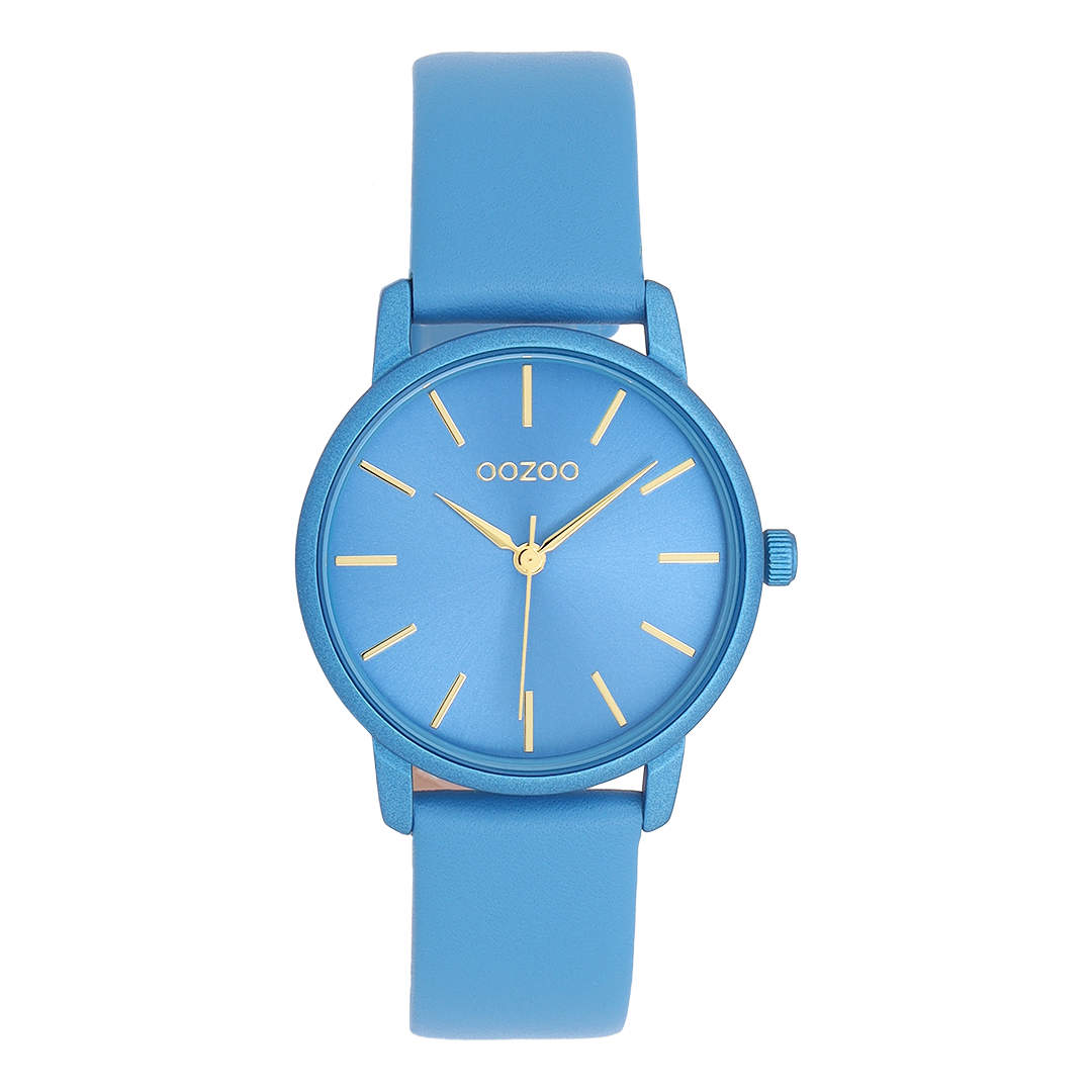 OOZOO Timepieces, C11732, Damenuhr, Gehäuse Blau, Zifferblatt Blau, Lederarmband Blau