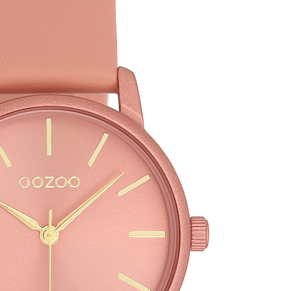 OOZOO Timepieces, C11733, Damenuhr, Gehäuse Rosa/Orange, Zifferblatt Rosa/Orange, Lederarmband Rosa/Orange